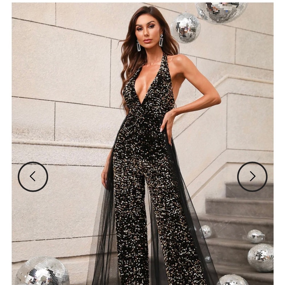 Halter sequins jumpsuit